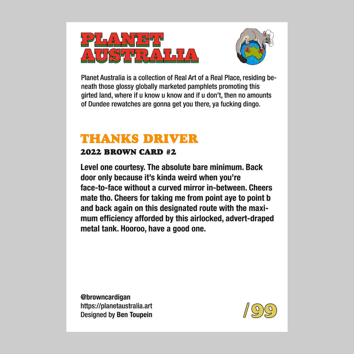 Planet Australia - Brown Card #2: Thanks Driver