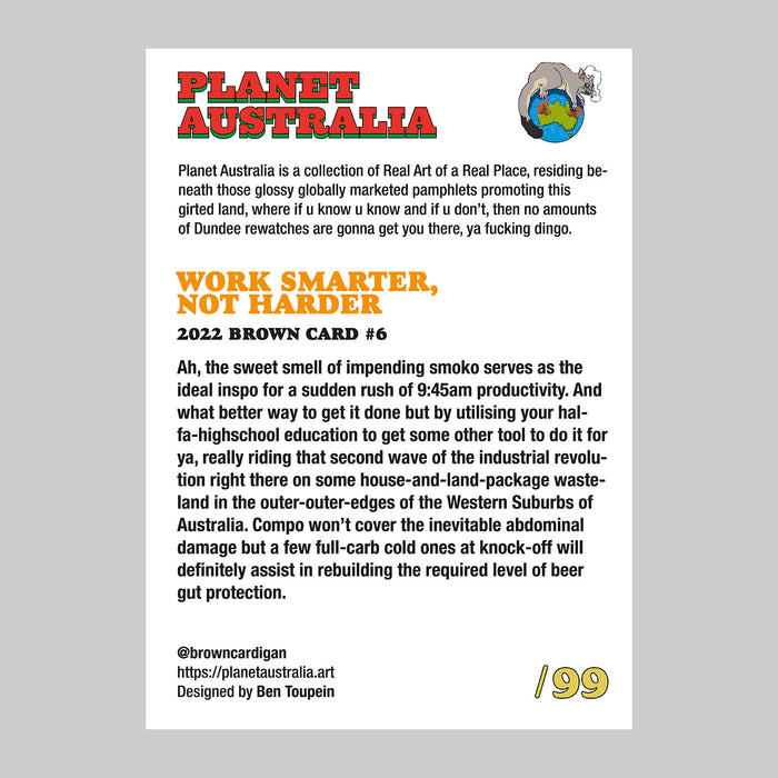 Planet Australia - Brown Card #6: Work Smarter, Not Harder